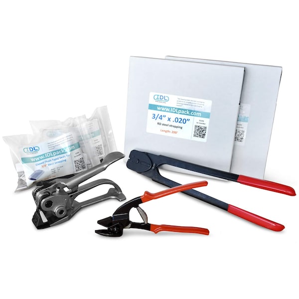 Idl Packaging 3/4" Steel Strapping Kit, 400 Ft. for Round Packages R.SSK.34.400 - main